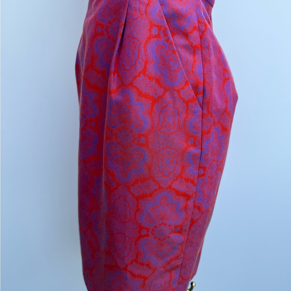 J.Crew Ella Dress In Medallion Paisley Size 00 Purple Orange Strapless Dress - Picture 5 of 16